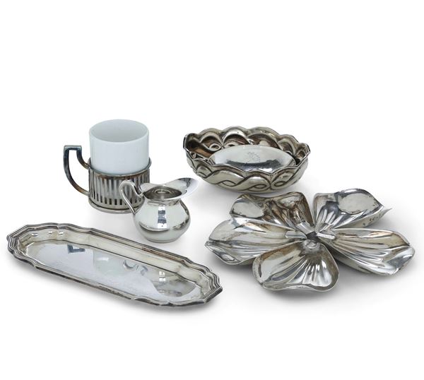 Lotto di oggetti in argento. Italia XX secolo