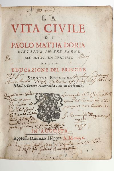 Doria, Paolo Mattia - La vita civile, 1710, in-4°