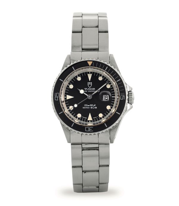 Tudor - Mini-Sub ref 76120 in steel, black dial with date window at 3 o'clock, with guarantee and anchor, circa 1992