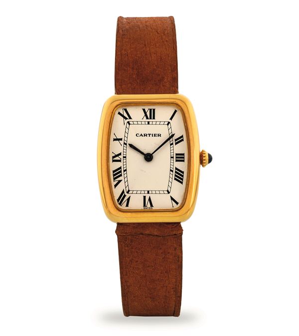 Cartier - Rare Fabergé ref 78101 in yellow gold, silvered dial, manual winding, circa 1970