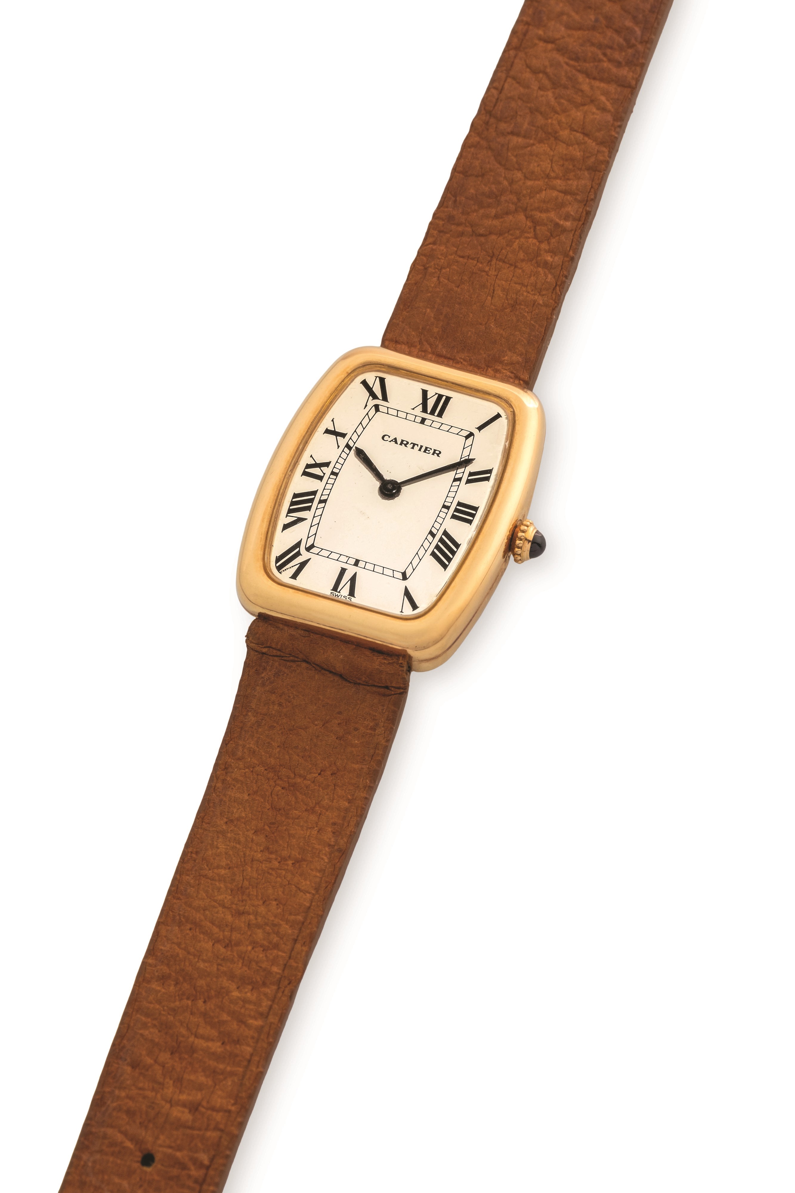 Cartier - Raro Fabergé ref 78101, orologio in oro giallo con quadrante argenté, circa 1970
