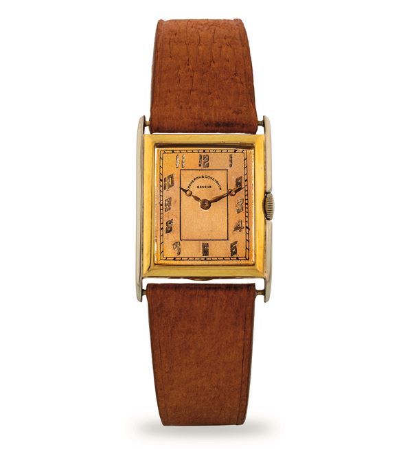 Vacheron &amp; Constantin - Art Deco style tank in steel and yellow gold, champagne dial with applied numerals, circa 1930
