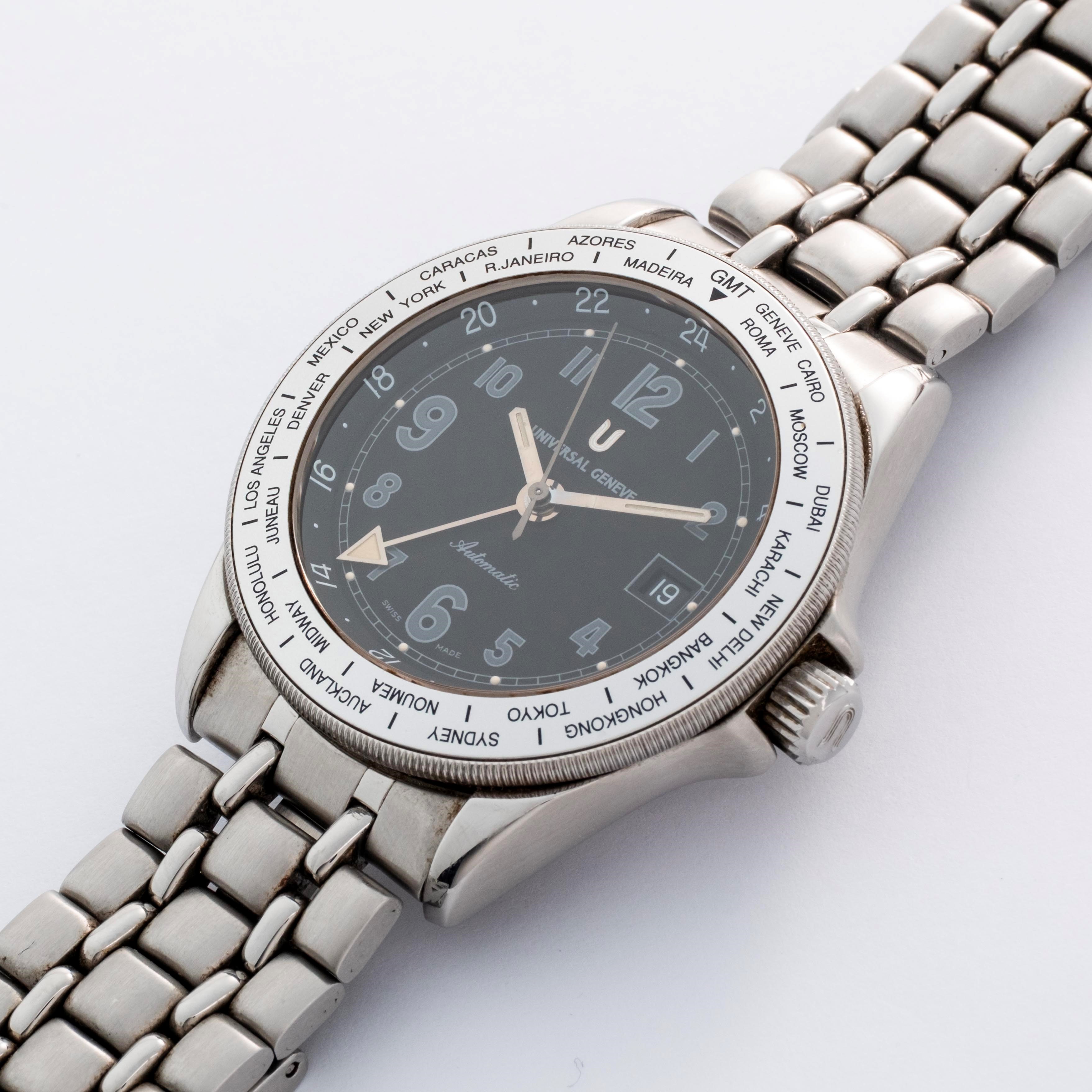 Universal Genève - Worldtime ref. 873.435 in acciaio con indicazione di 24 fusi orari (circa 1993...