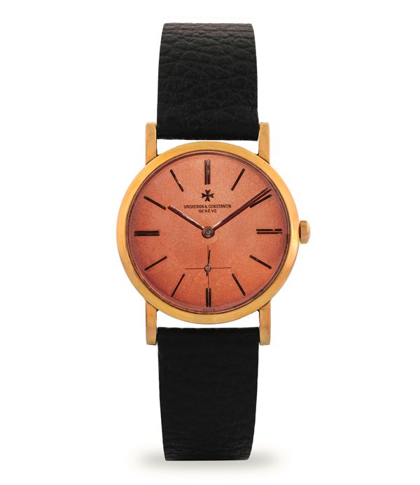 Elegant wristwatch ref 4667 in pink gold, Salmon dial, with original guarantee, circa 1960