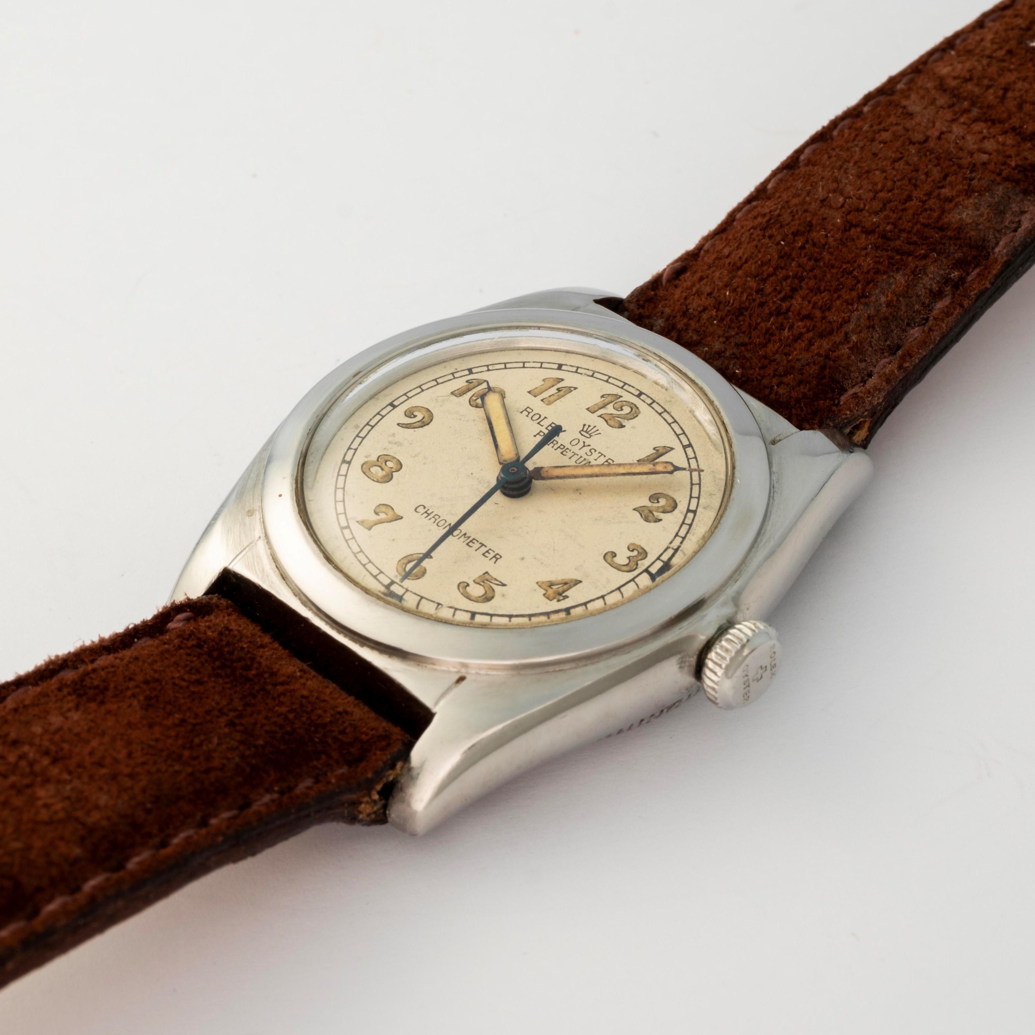 Rolex - Oyster Perpetual Ovetto ref. 2940, acciaio, quadrante argenté, circa 1940