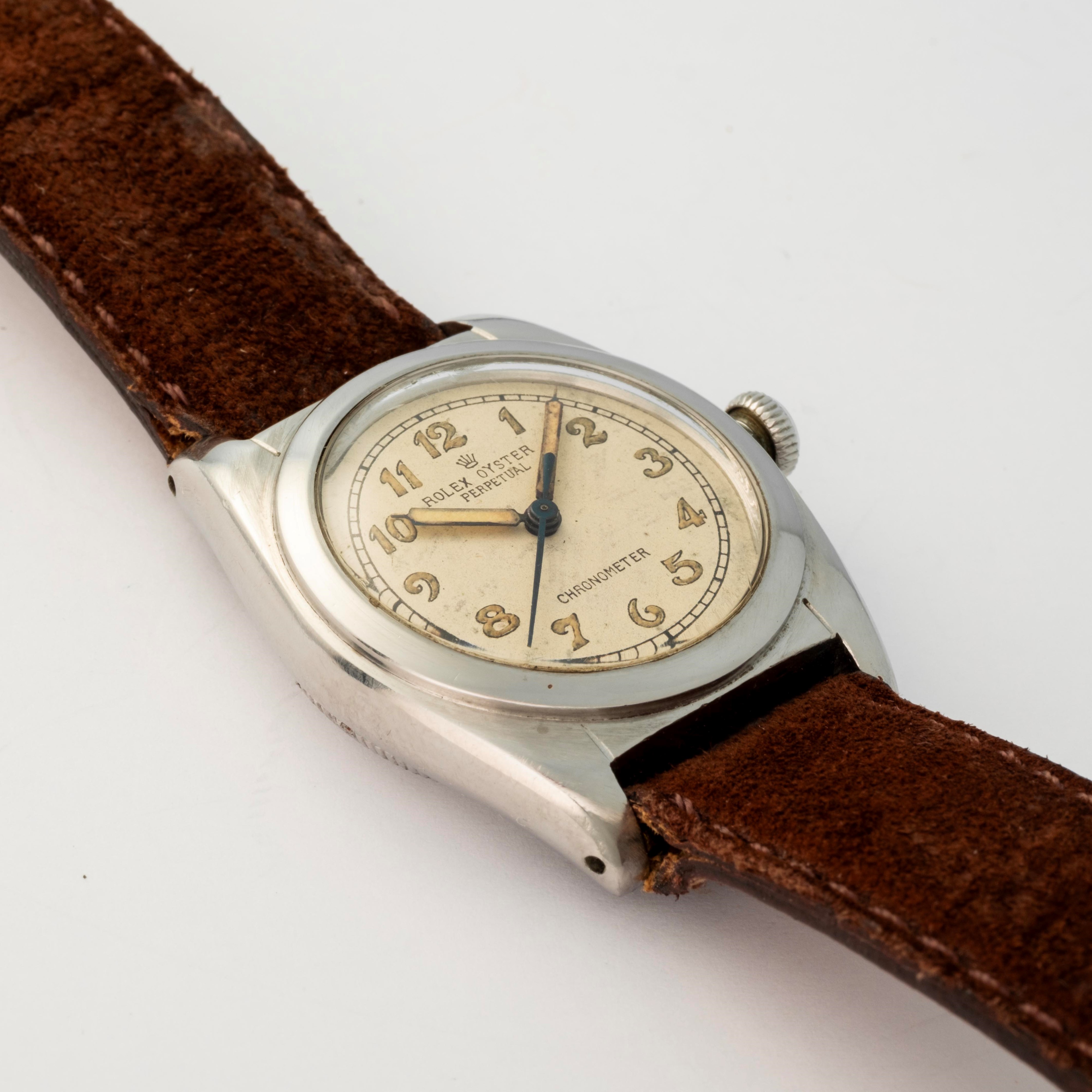 Rolex - Oyster Perpetual Ovetto ref. 2940, acciaio, quadrante argenté, circa 1940
