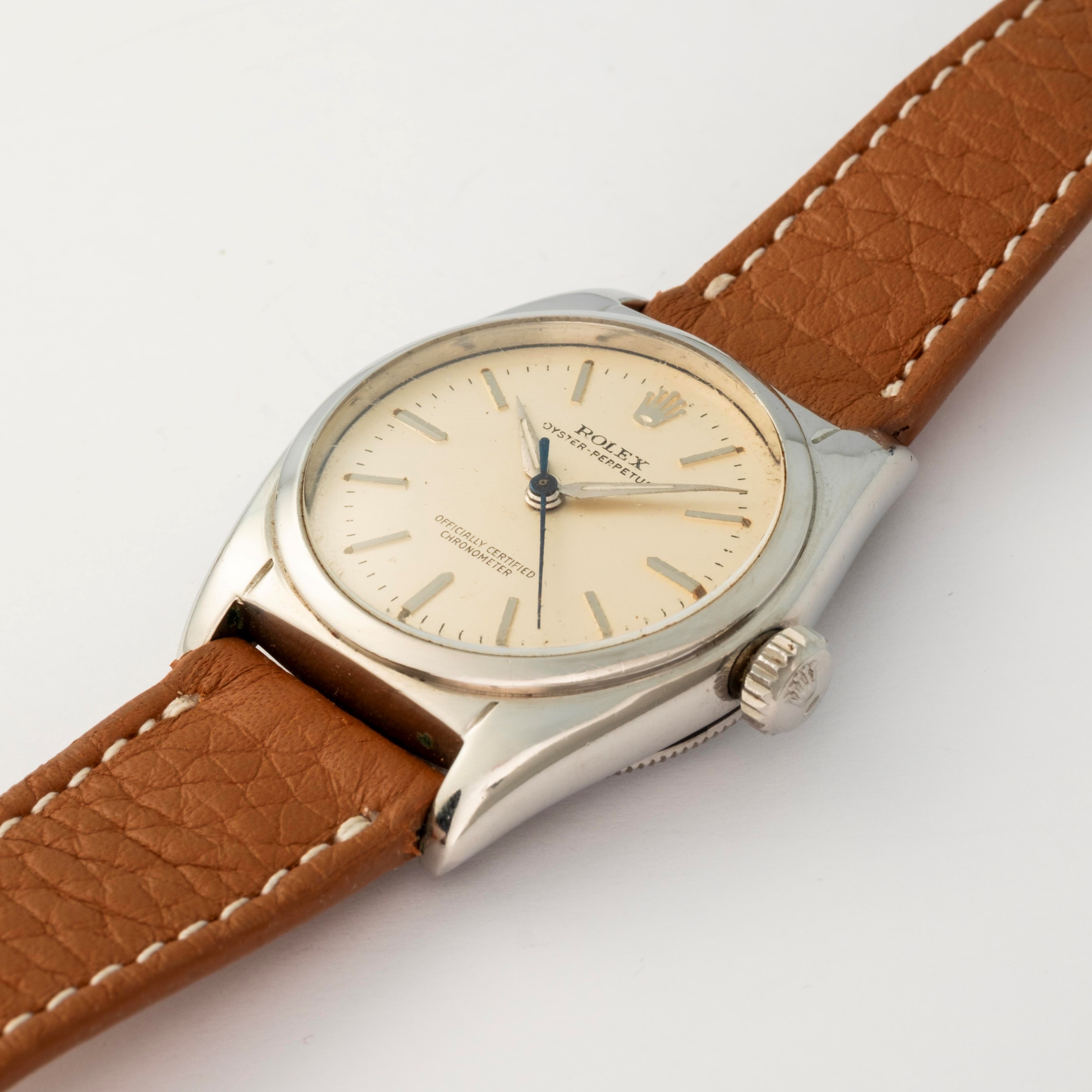 Rolex - Oyster Perpetual ref. 6050, acciaio, quadrante argenté, circa 1946