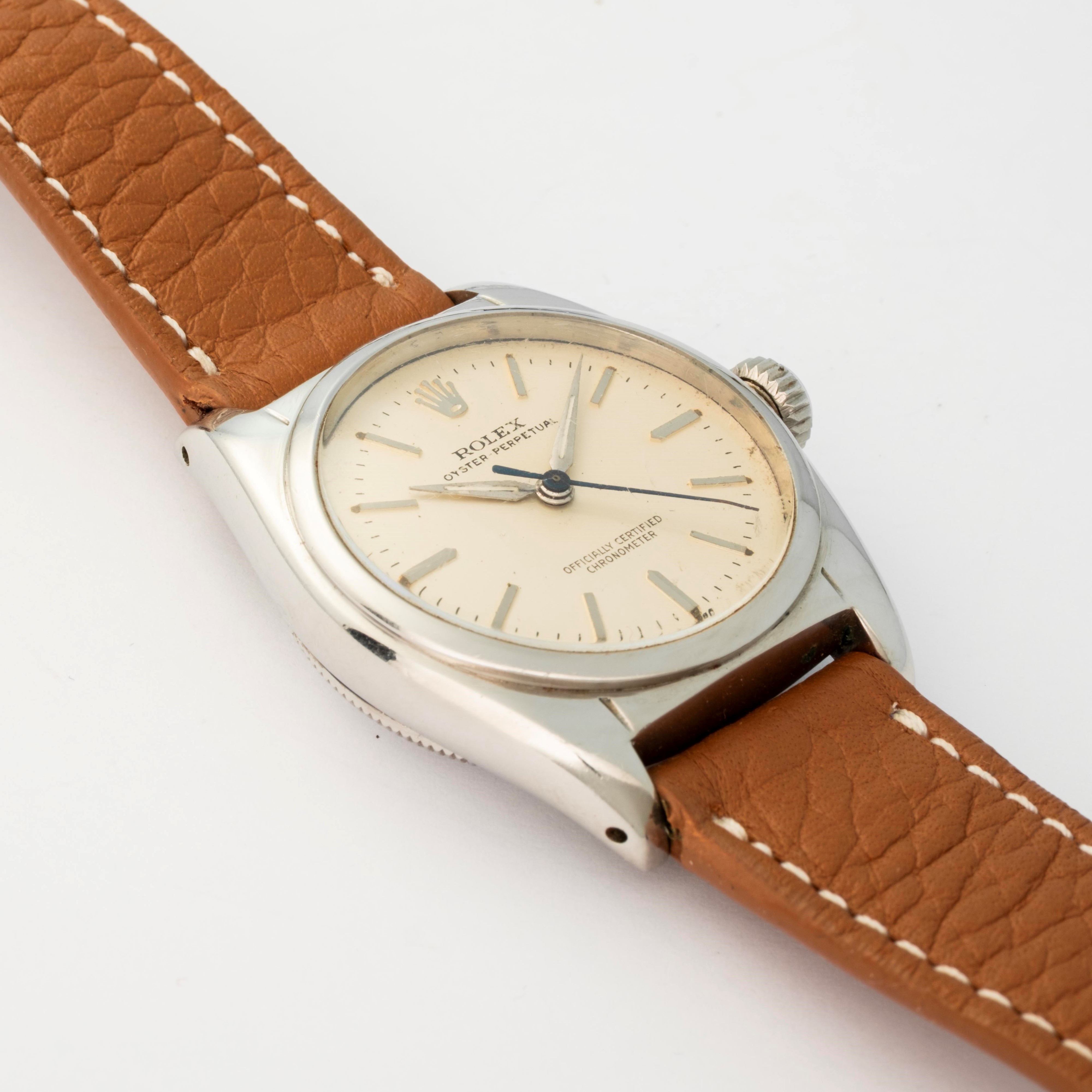 Rolex - Oyster Perpetual ref. 6050, acciaio, quadrante argenté, circa 1946