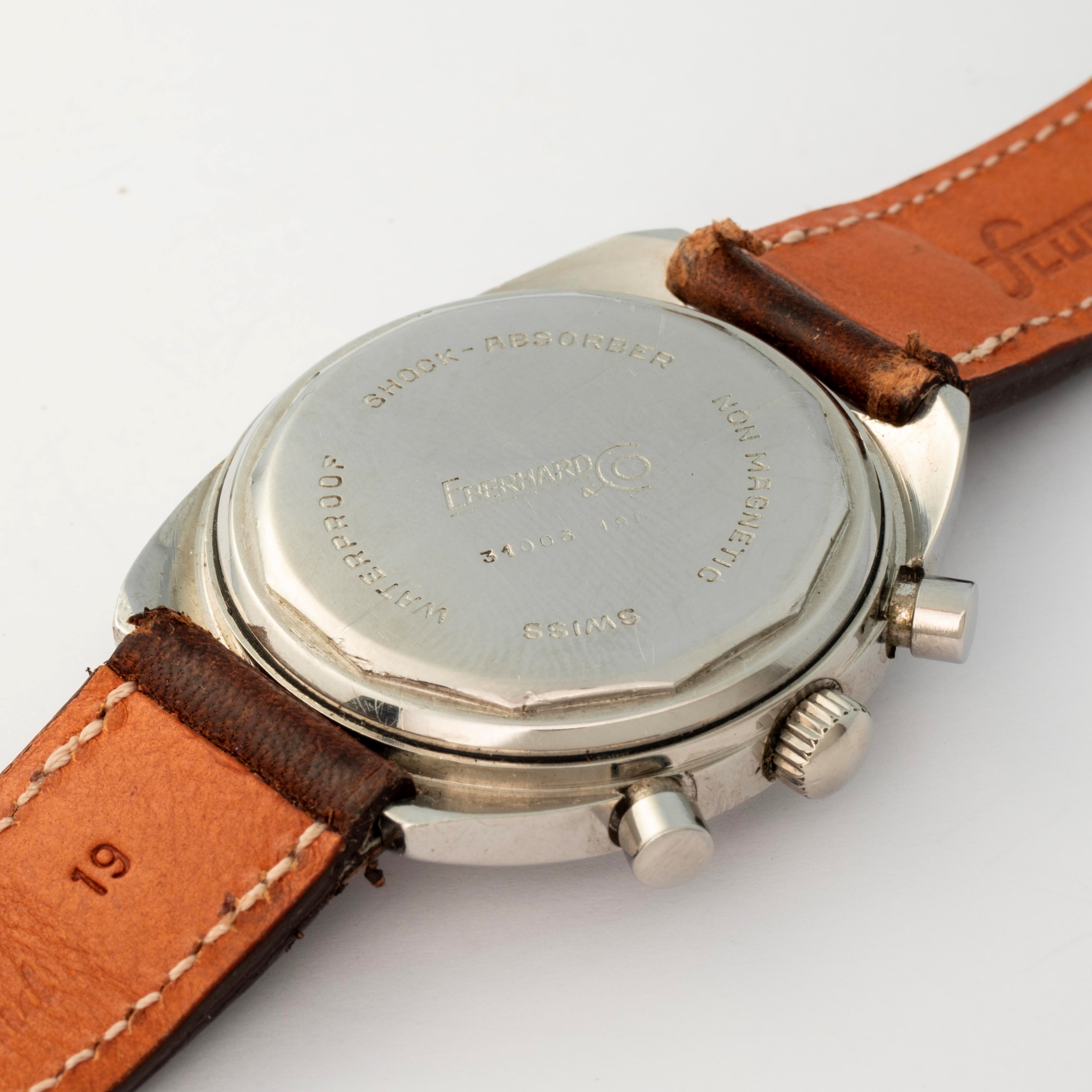 Eberhard & Co - Extra-Fort ref 31006, acciaio, quadrante argenté con grafica 'Racing', circa 1970