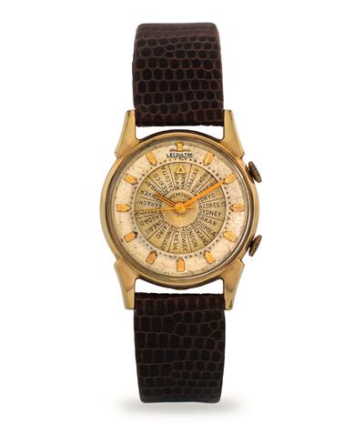Memovox World Time, orologio in gold filled con quadrante argenté e funzione di svegliarino, circ...