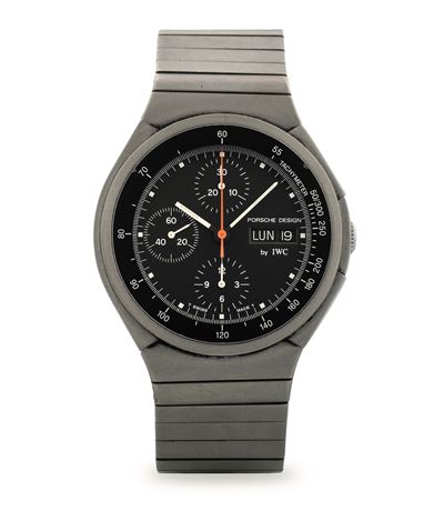 Porsche Design Chrono ref 3702, orologio automatico in titanio con quadrante nero e bracciale int...