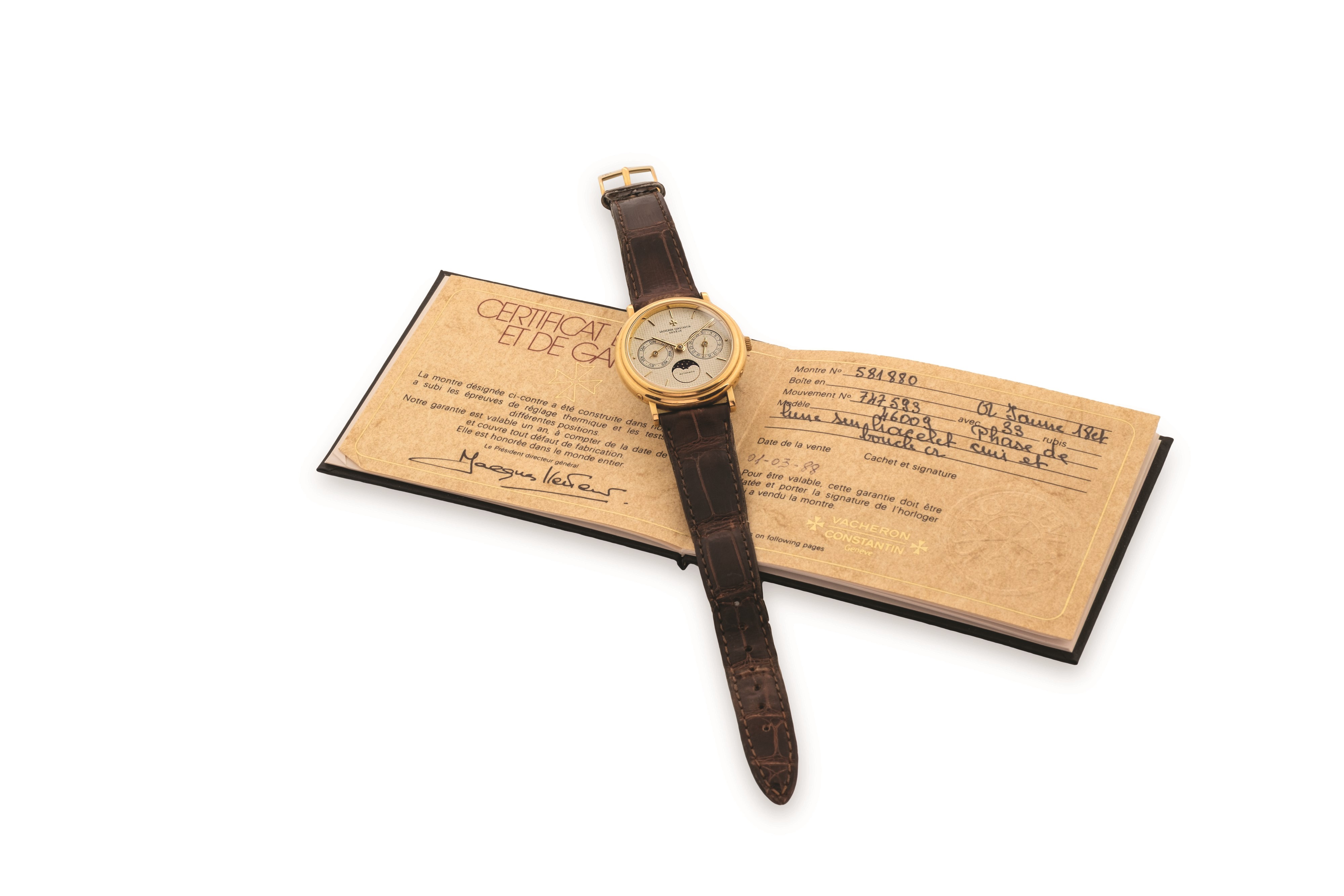Vacheron & Constantin - Orologio Patrimony Calenadar Moonphase ref 46009, oro giallo 18k, circa 1...