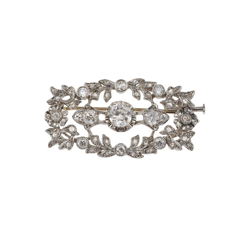 Old-cut diamond and platinum brooch  - Auction Fine Jewellery - Cambi Casa d'Aste