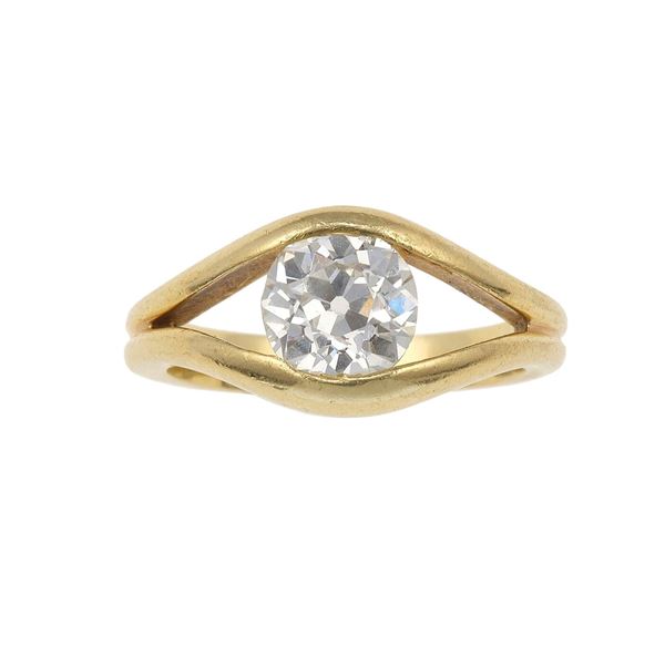 Anello con diamante di vecchio taglio di ct 1.10 circa
