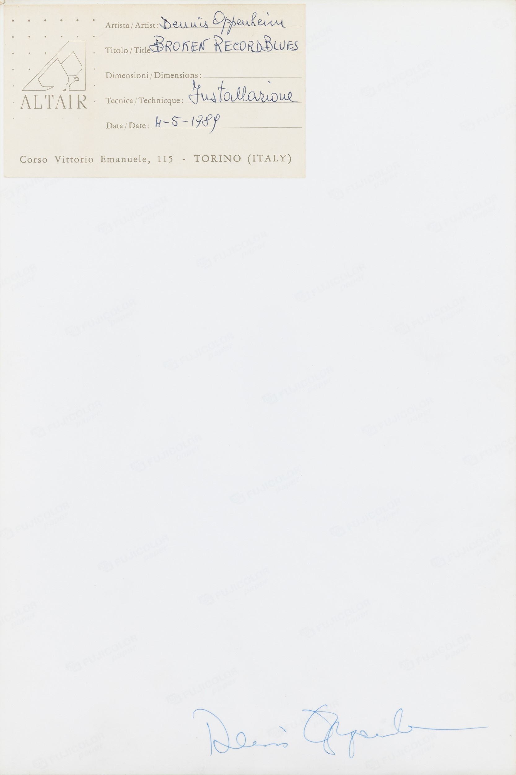 Dennis Oppenheim - Broken Record Blues