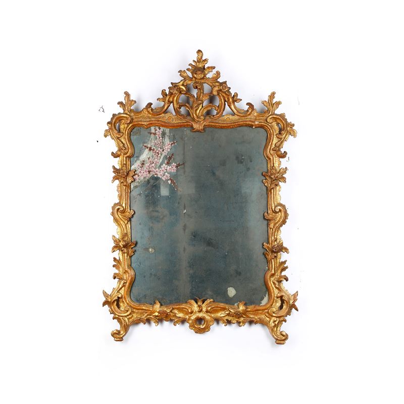 Specchiera in legno intagliato e dorato. XIX secolo  - Asta Antiquariato - Cambi Casa d'Aste