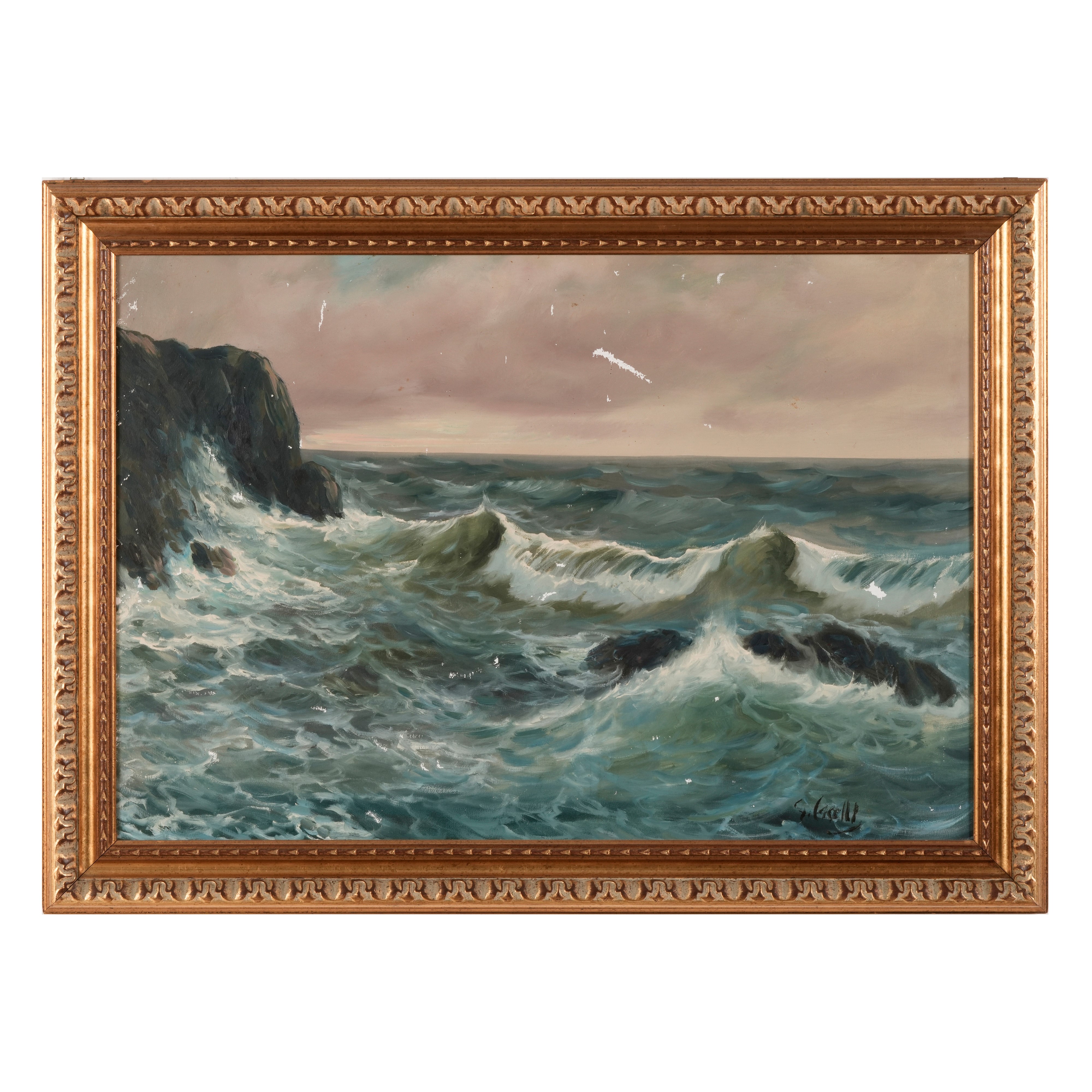 Giuseppe Caselli - Marina, olio su tela
