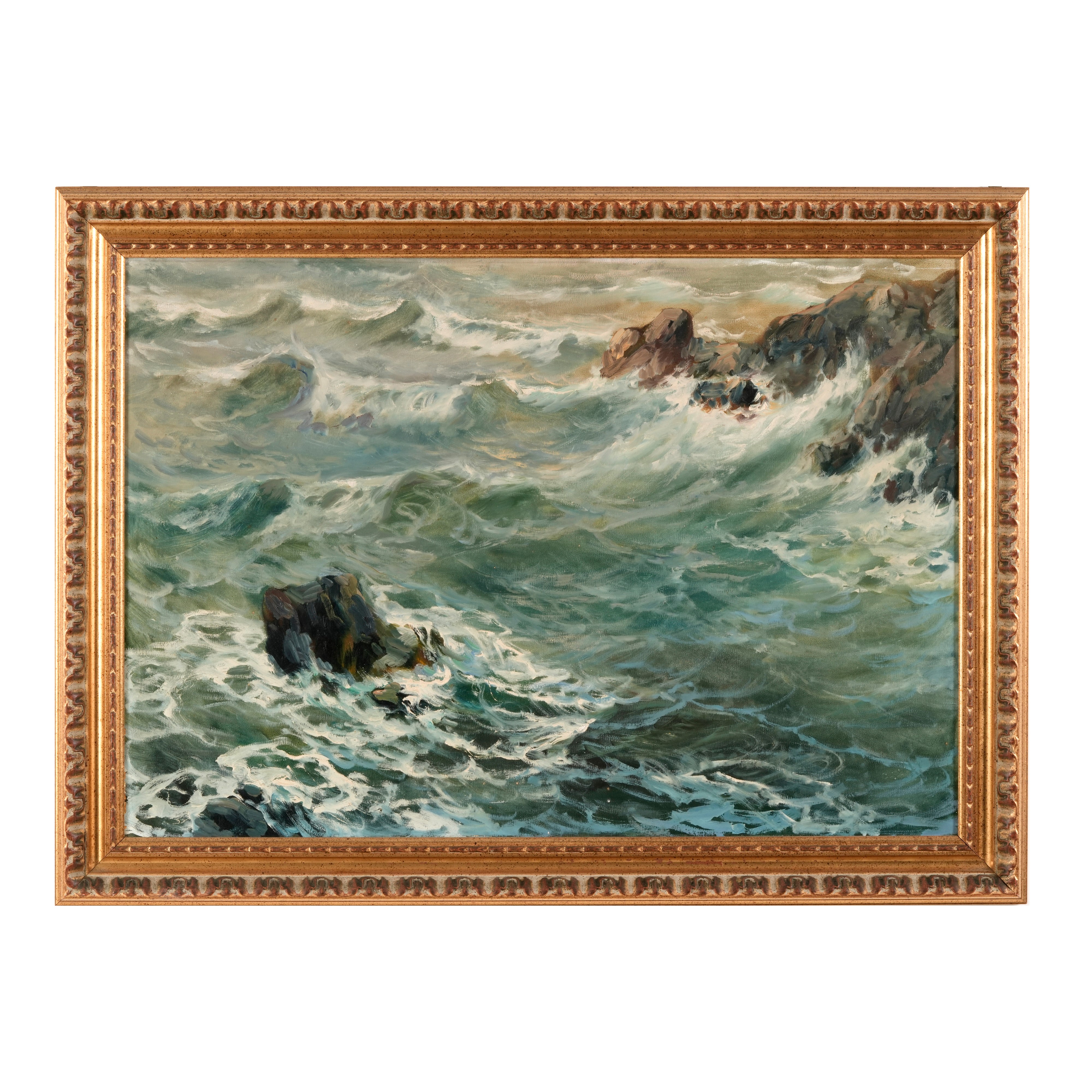 Giuseppe Caselli - Marina, olio su tela, cm 71x100