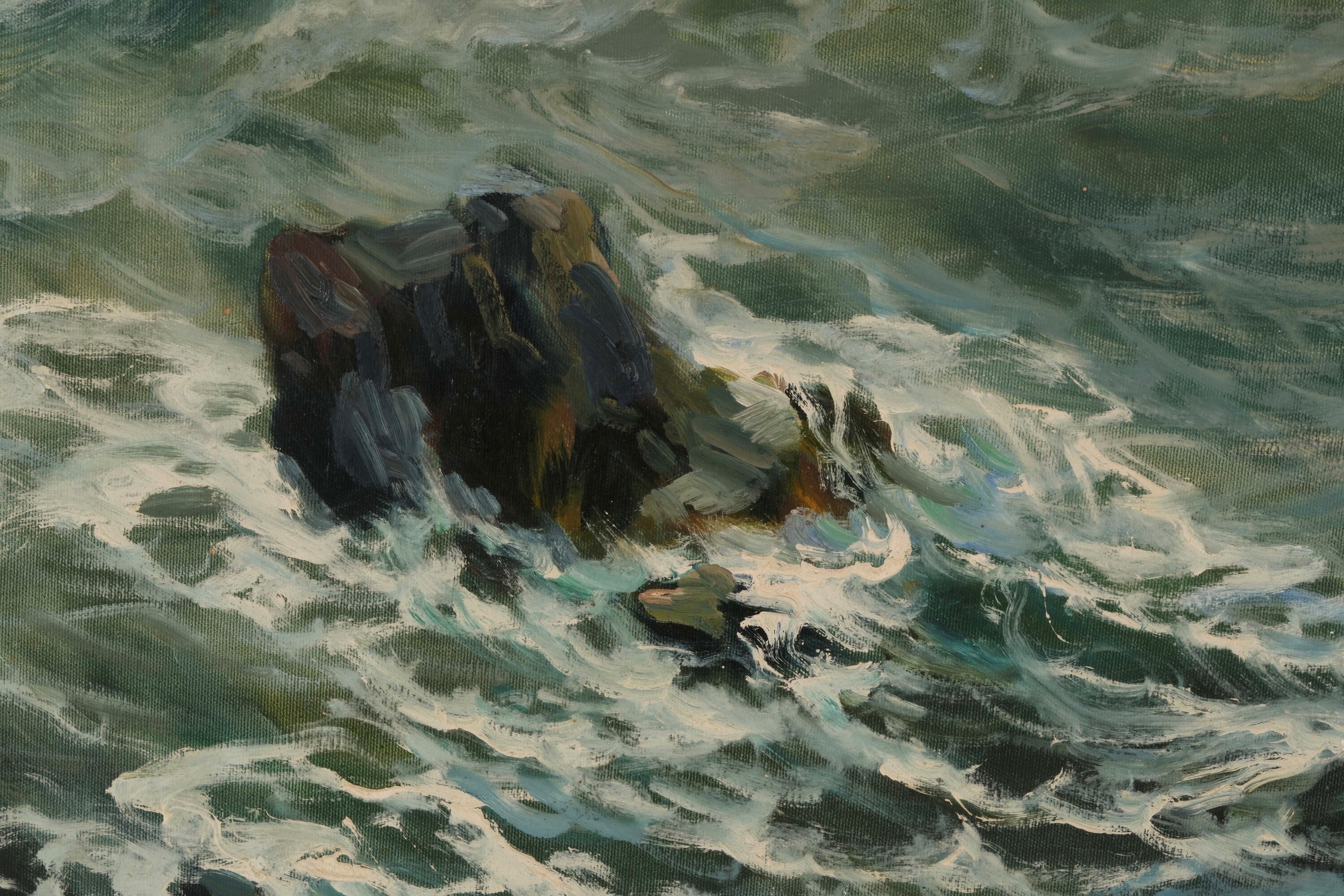 Giuseppe Caselli - Marina, olio su tela, cm 71x100