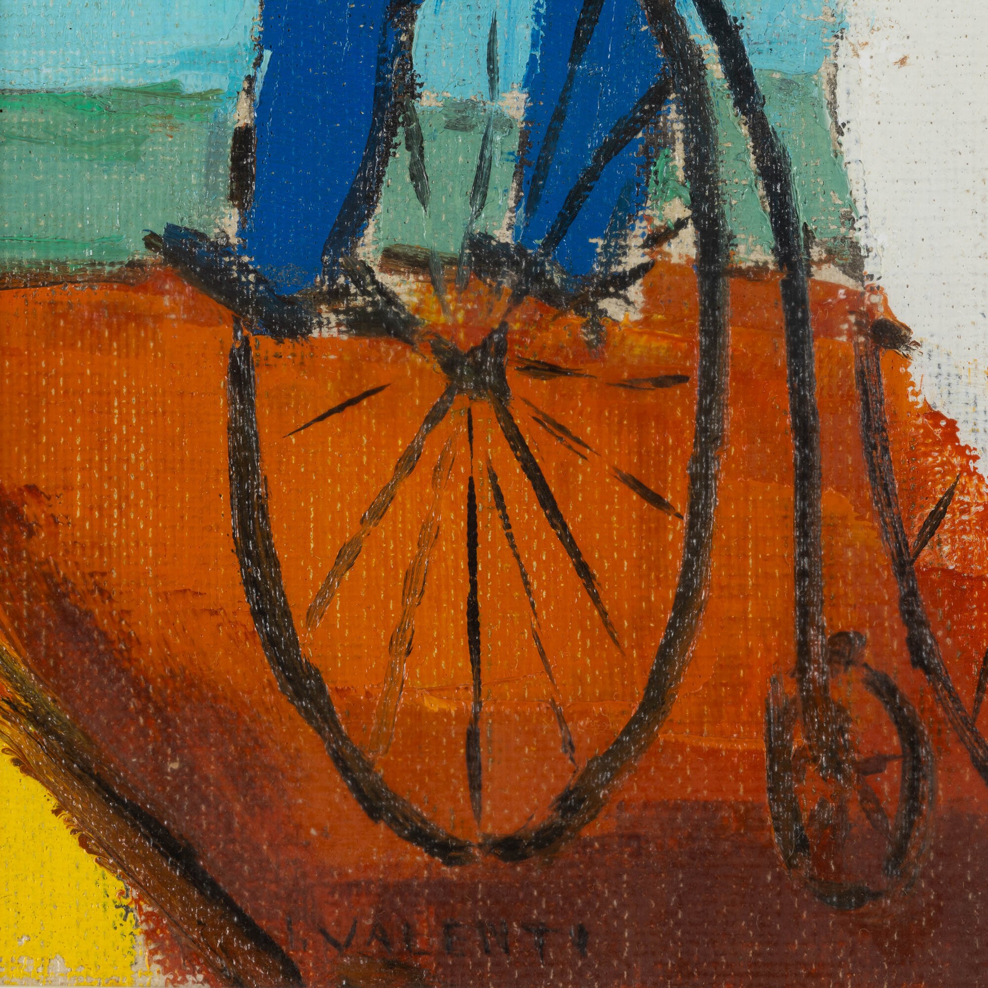 Italo Valenti - Ciclisti d'altri tempi, olio su tela