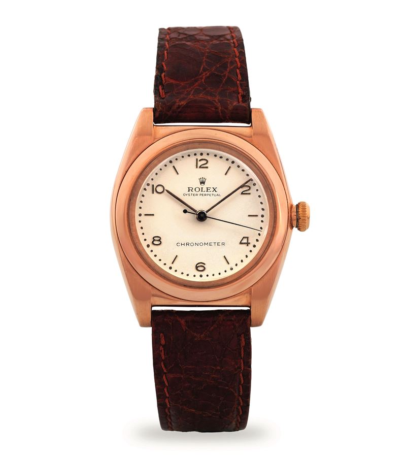 Rolex : Ovetto ref 3131 self-winding 18k rose gold, silver dial, circa 1946  - Auction Wristwatches - Cambi Casa d'Aste