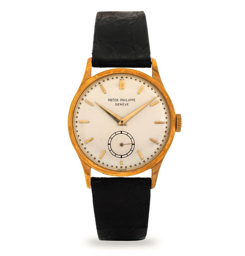 Patek Philippe : Calatrava ref 570 in 18k yellow gold with manual winding, silver-plated dial with applied hour markers and seconds at 6 o'clock, circa 1940  - Auction Wristwatches - Cambi Casa d'Aste