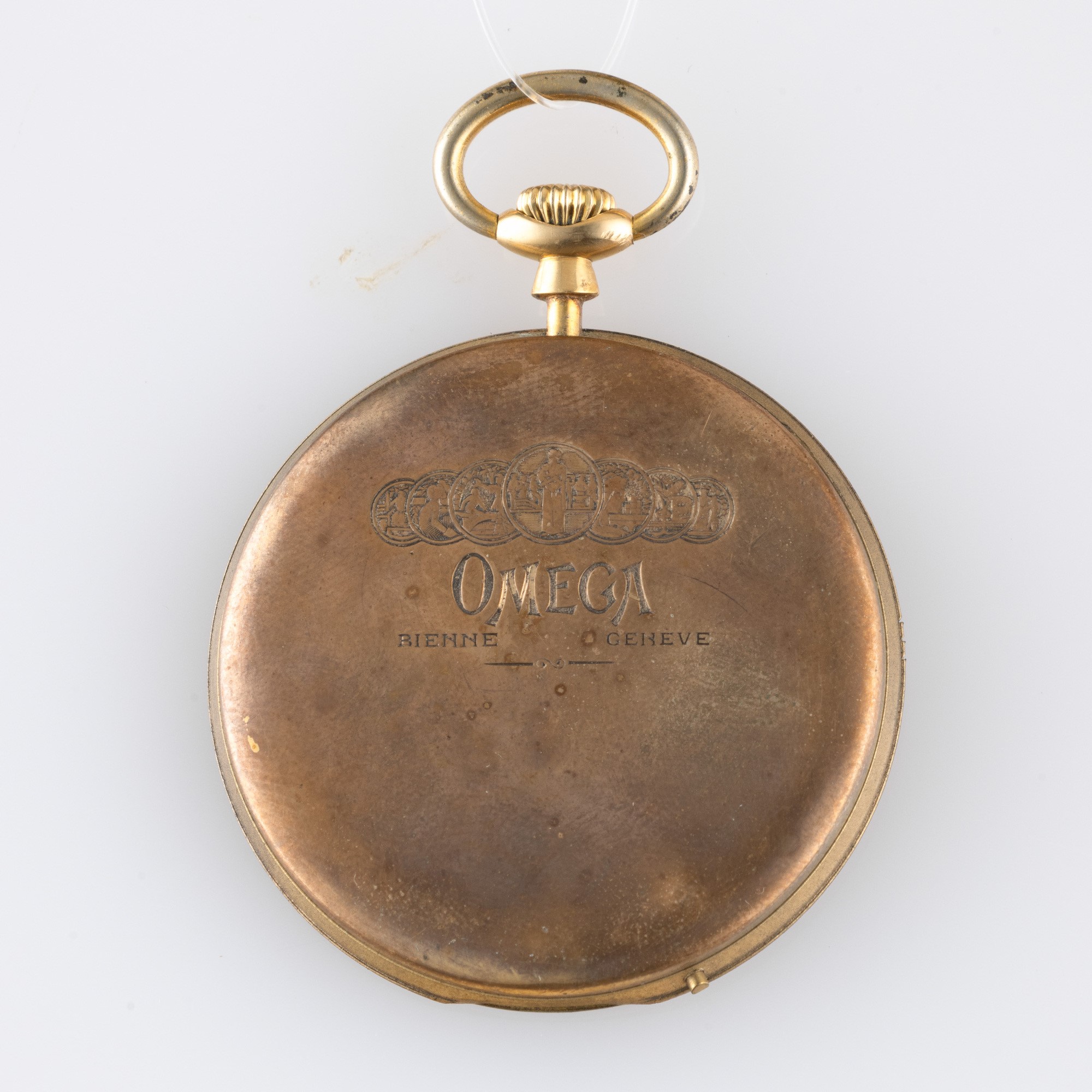 Omega - Orologio da tasca in oro giallo 18k a ribalta con quadrante argenté