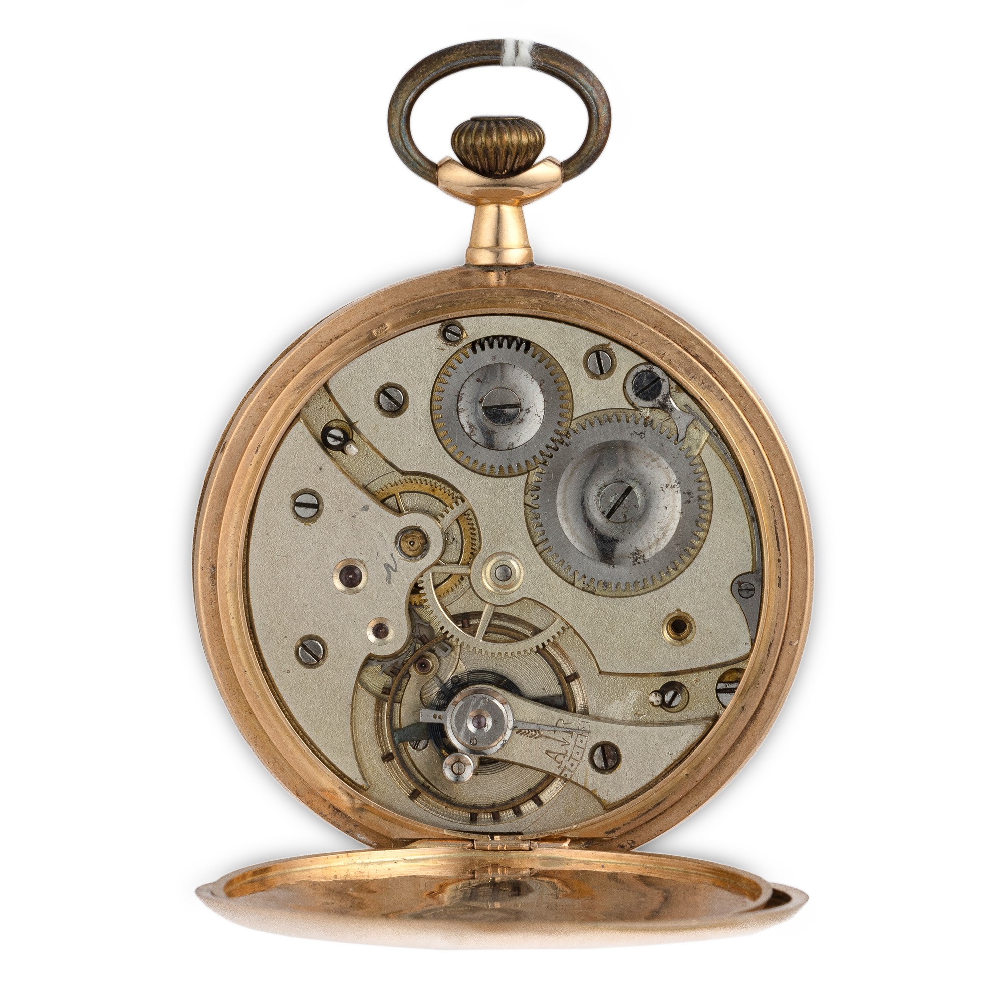 Zenith - Savonetta in oro giallo 18k con quadrante argentè lavorato e carica manuale