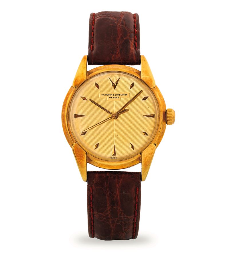 Vacheron &amp; Constantin : Solo tempo ref 4996 in oro giallo 18k, quadrante champagne guilloché, carica manuale fondello a vite, circa 1950  - Asta Orologi da Polso - Cambi Casa d'Aste