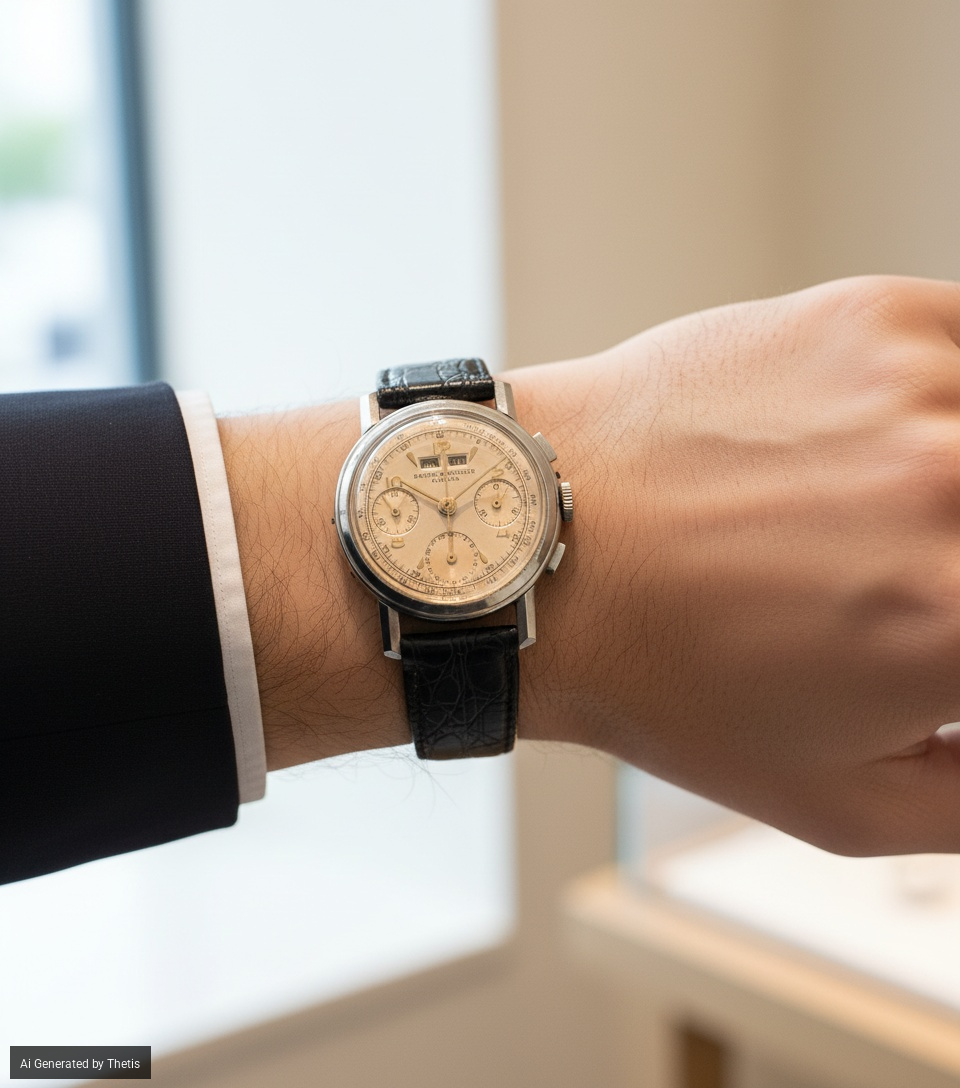 Baume & Mercier - Chronocalendar in acciaio con quadrante argenté, circa 1960