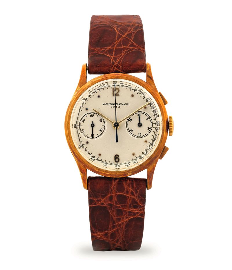 Vacheron &amp; Constantin : Cronografo ref 4072 in oro giallo 18k, quadrante argenté, circa 1940  - Asta Orologi da Polso - Cambi Casa d'Aste