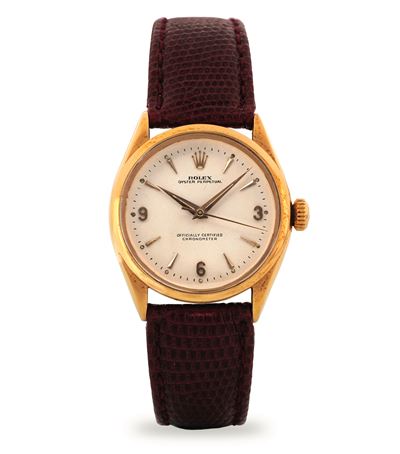 Oyster Perpetual ref 6284, oro giallo 18k, quadrante argenté, circa 1950