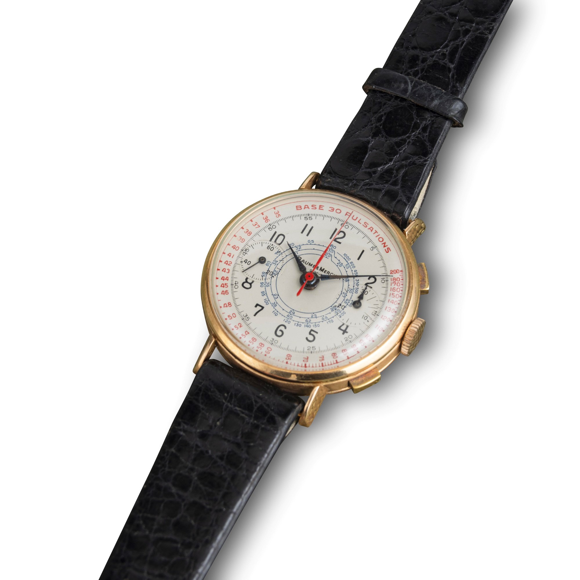 Baume & Mercier - Cronografo in oro rosa 18k con quadrante argenté e carica manuale