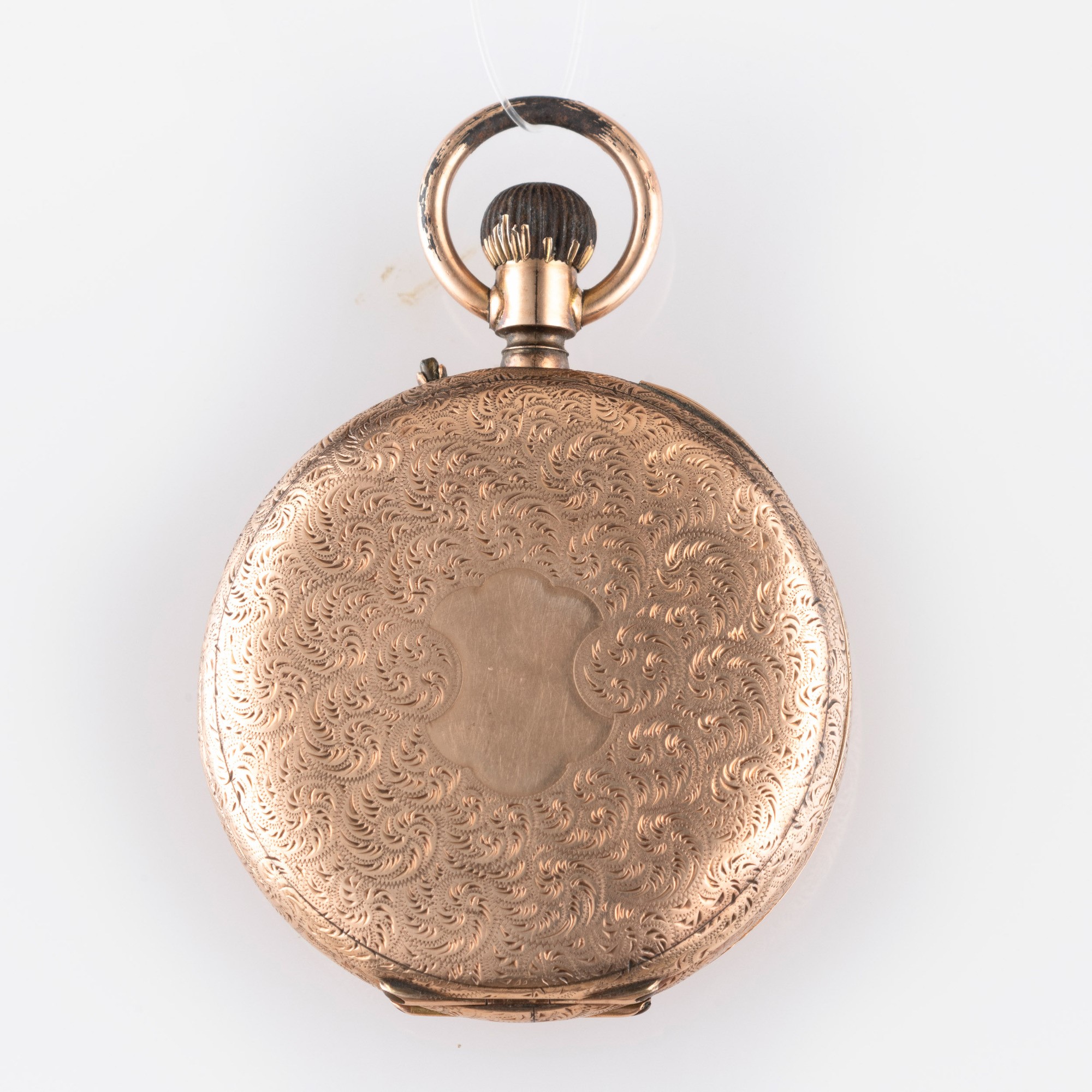 Demi-savonette, in oro rosa 12k, orologio da polso con quadrante in smalto bianco e numeri romani