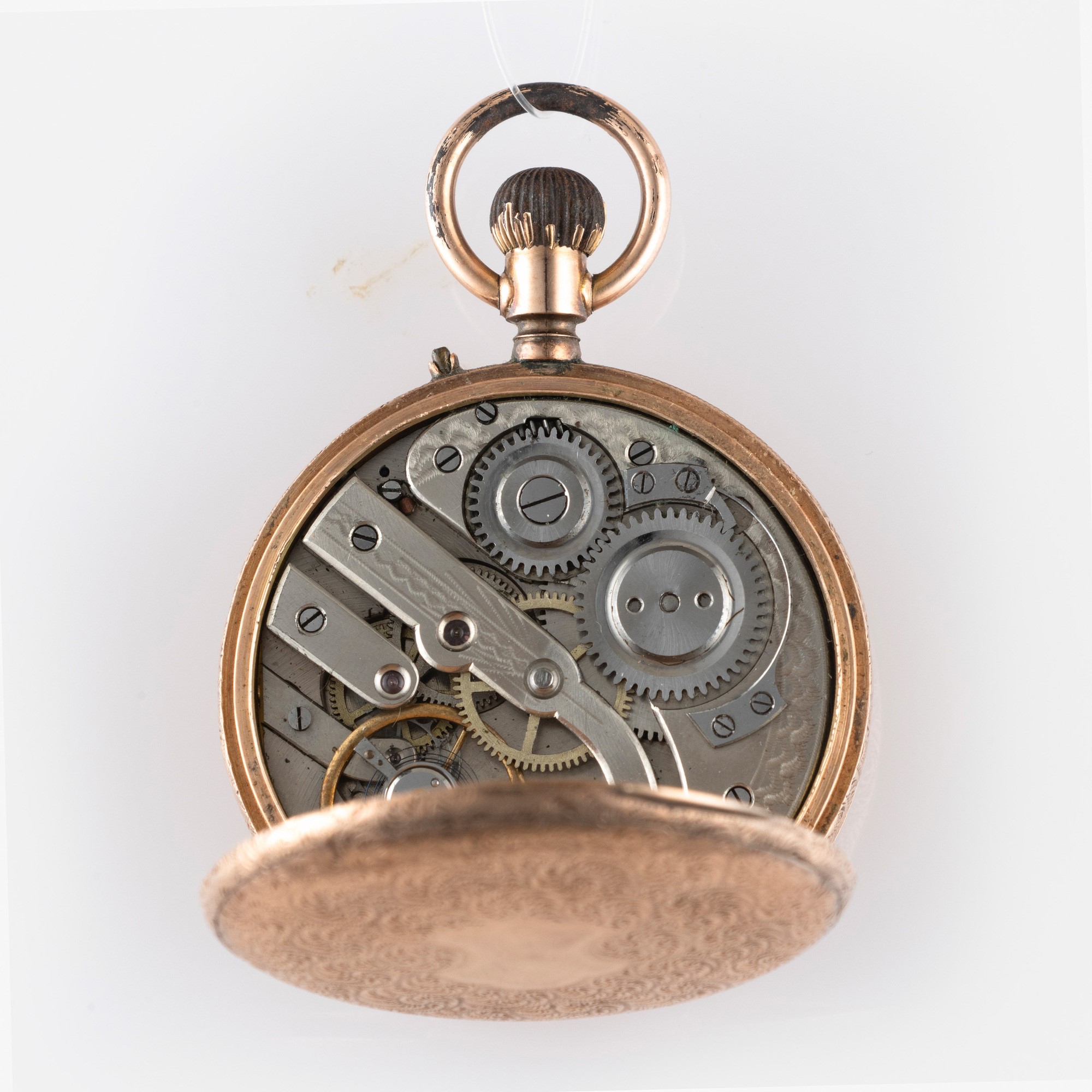 Demi-savonette, in oro rosa 12k, orologio da polso con quadrante in smalto bianco e numeri romani
