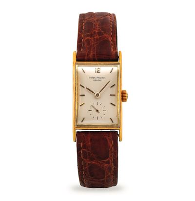 Tegolino ref 2554/1, orologio in oro giallo 18k, carica manuale, quadrante argenté, circa 1960