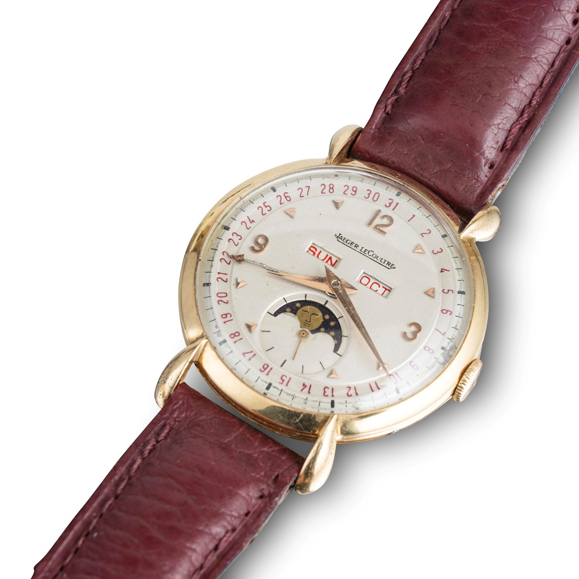 Jaeger-lecoultre - Triplo calendario con fasi lunari in oro giallo 18k e quadrante argentè