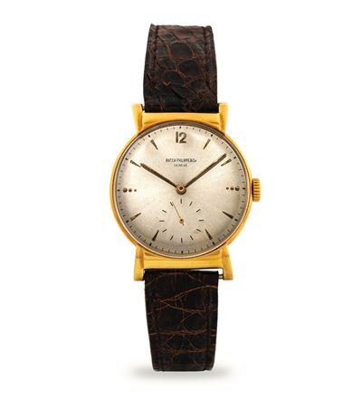 Calatrava Ref 1584 in Oro Giallo 18k, Quadrante Argenté con Indici Applicati e Secondi al 6, Circ...
