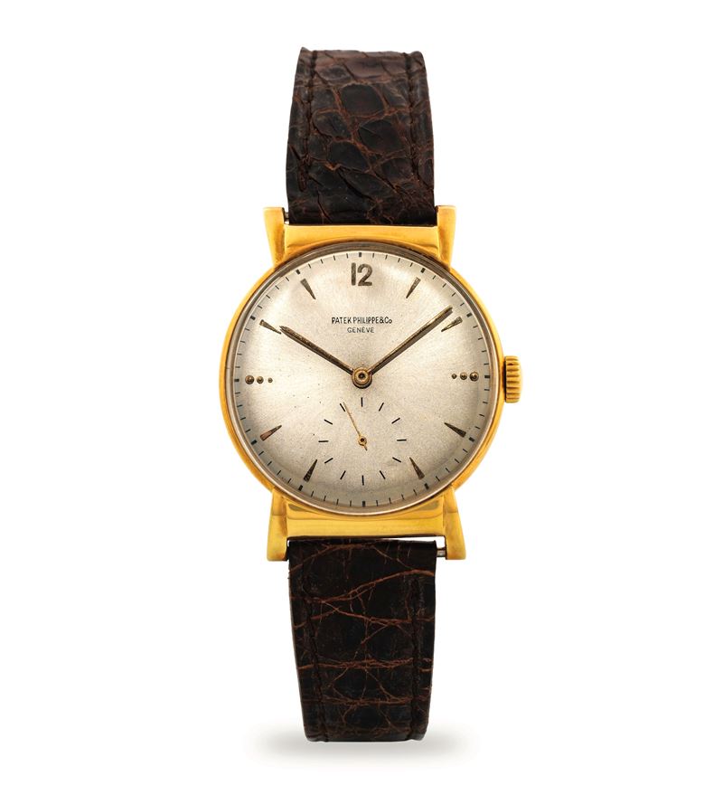 Patek Philippe : Calatrava ref 1584 in oro giallo 18k, quadrante argenté con indici applicati e secondi al 6, circa 1950  - Asta Orologi da Polso - Cambi Casa d'Aste