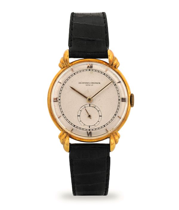 Vacheron &amp; Constantin - Fancy Lugs in oro giallo 18k, quadrante argenté con numeri romani applicati e secondi al 6, circa 1945