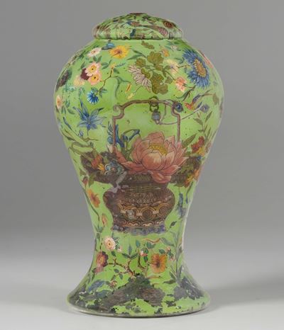 Potiche con Coperchio in Vetro Soffiato Decorato Ad Arte Povera. Piemonte, XIX Secolo