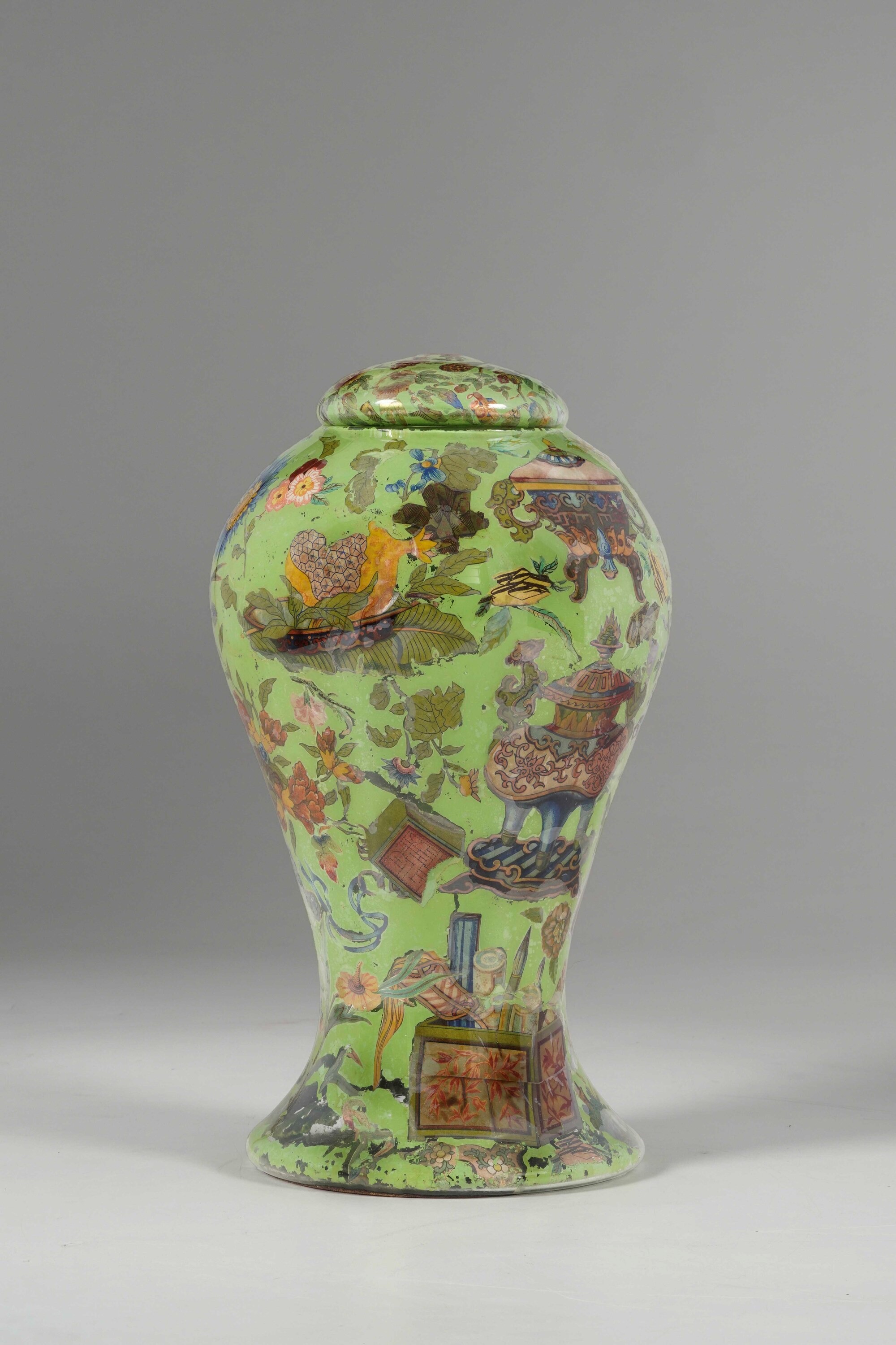 Potiche con Coperchio in Vetro Soffiato Decorato Ad Arte Povera. Piemonte, XIX Secolo