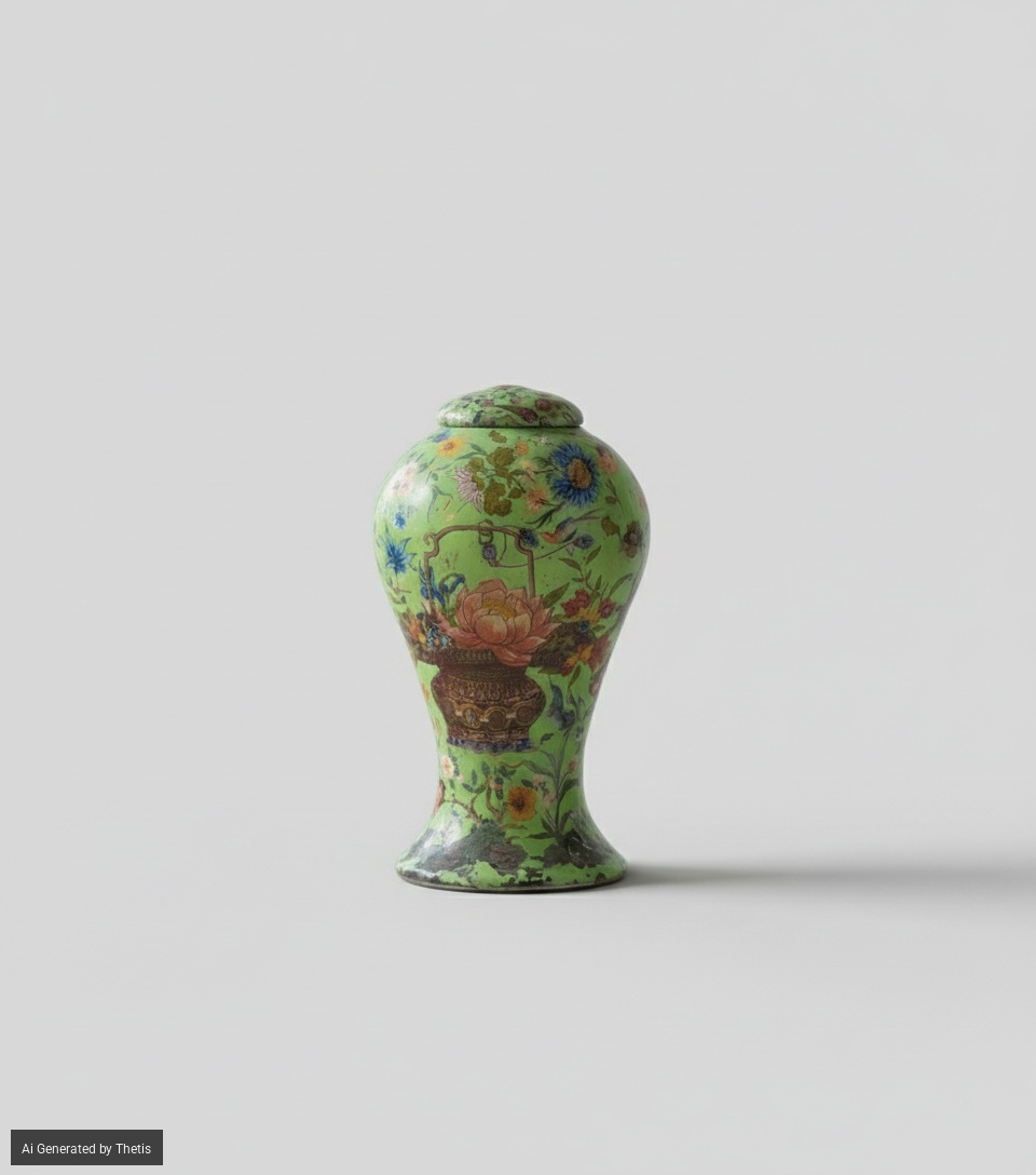 Potiche con Coperchio in Vetro Soffiato Decorato Ad Arte Povera. Piemonte, XIX Secolo