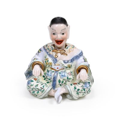 Figura di magot con mani, testa e lingua mobili, porcellana, XX secolo