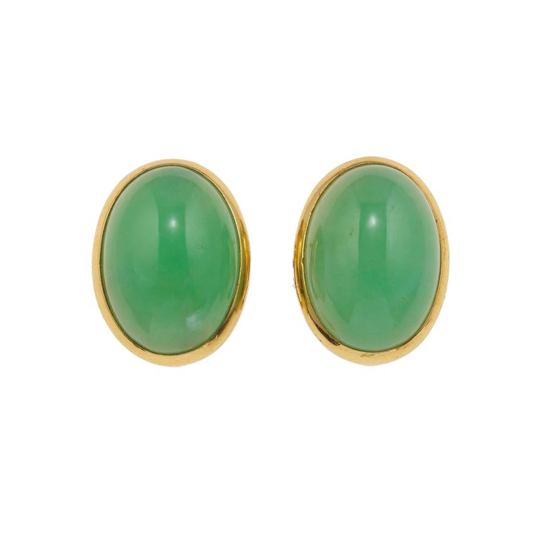 Pair of gold and chalcedony earrings  - Auction Jewels - Cambi Casa d'Aste