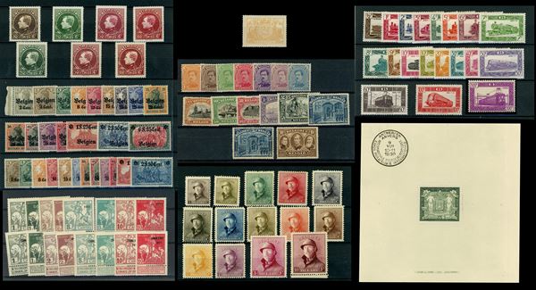 LOTTI E COLLEZIONI - BELGIO 1882/1952 - Bell'insieme di francobolli e serie complete del periodo, provenienti da 8 lotti di aste precedenti, ribassati per esaurimento del conferimento.