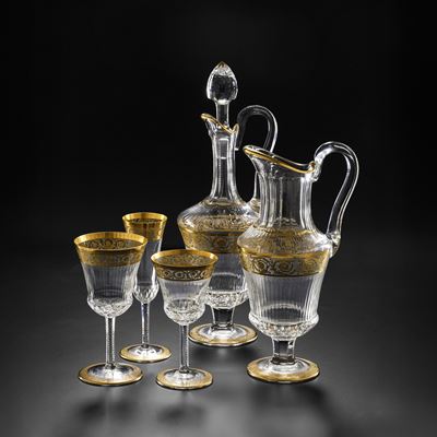 Servizio di Calici "thistle Gold" Francia, Manifattura Saint Louis, XX Secolo