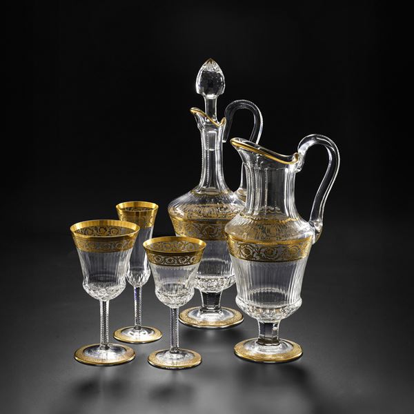 Servizio di calici "Thistle Gold" Francia, Manifattura Saint Louis, XX secolo 