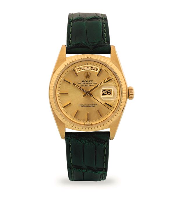 Rolex - Day-Date ref 1803 in 18k yellow gold, champagne dial with date and day of week display, circa 1975