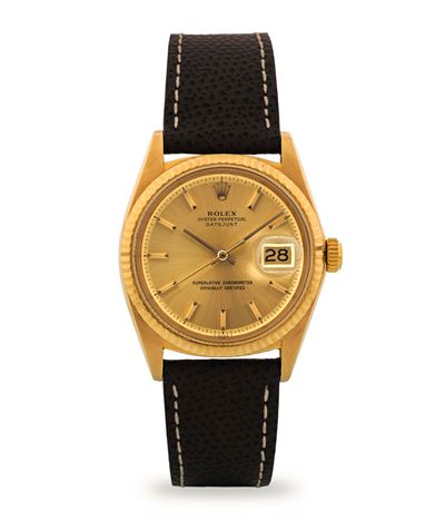 Orologio Datejust ref 1601 in oro giallo con quadrante champagne, circa 1970
